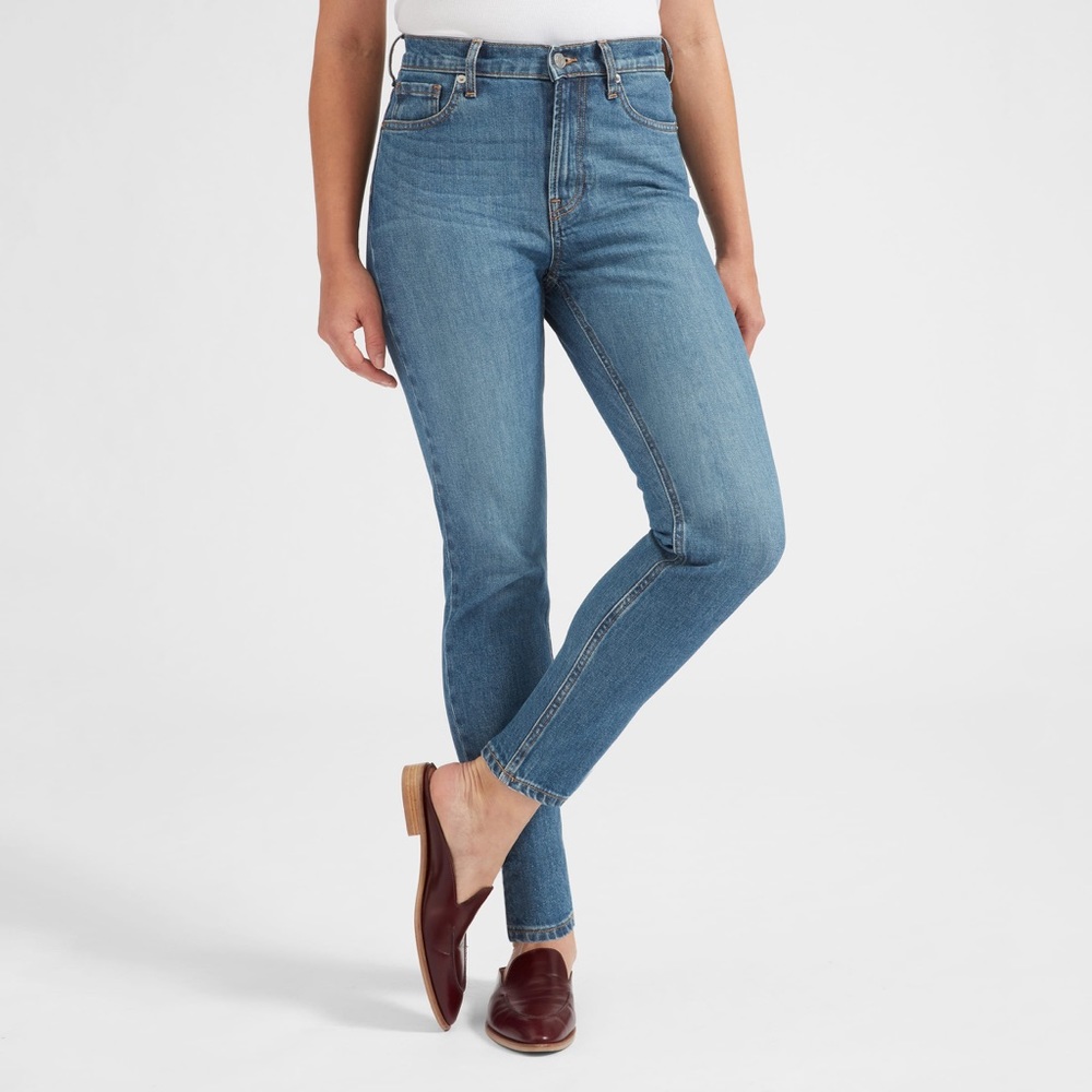 NWT Everlane High Rise Slim Straight Button Fly Jeans Size 28